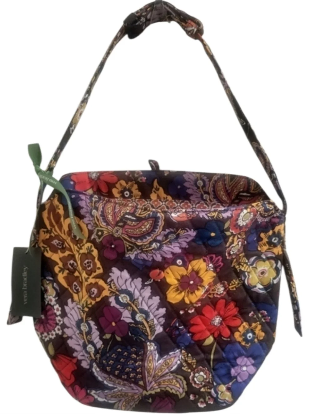 ☆NWT Vera Bradley Slouchy Silhouette Shoulder Bucket Bag Detail Colorful Bouquet